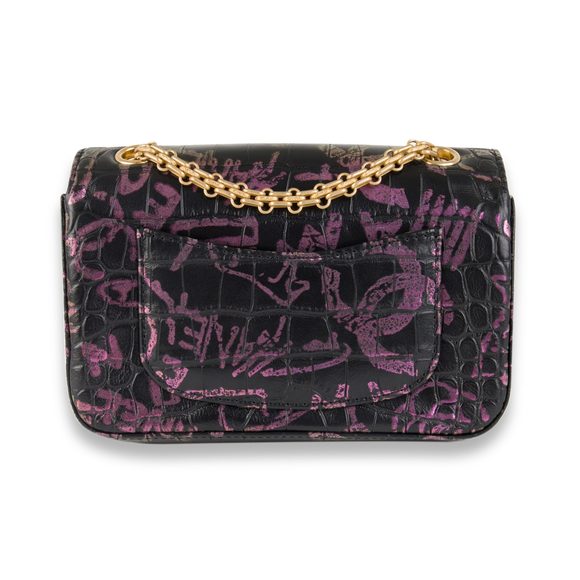 Chanel Black Crocodile Embossed Graffiti Reissue 2.55 224 Mini Flap Shoulder Bag - Picture 2 of 10